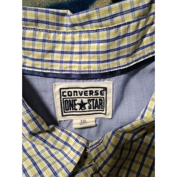 Converse One Star Long Sleeve Button Up Blue/Yellow Checked Men’s 2XL EUC - Picture 6 of 7